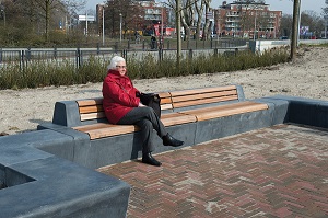 Bank met houten zitting en rugleuning Bank met houten zitting en rugleuning