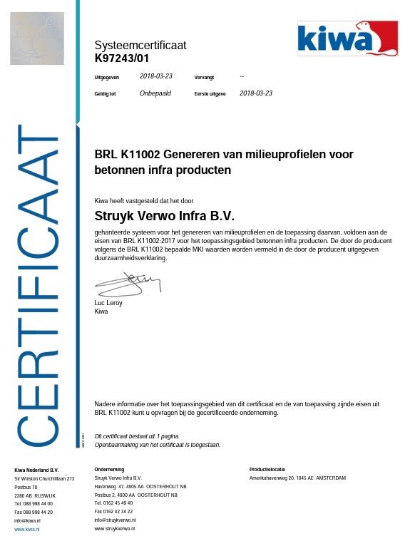 Certificaat BRL K11002 Struyk Verwo Infra
